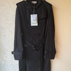 Burberry Black Coat with Button Detail